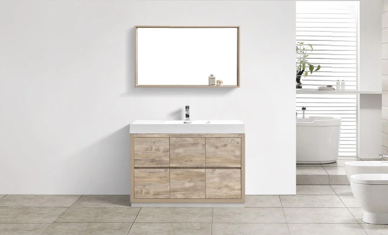 Bliss 48″ Inch Nature Wood Floor Mount Modern Bathroom Vanity - Image 2