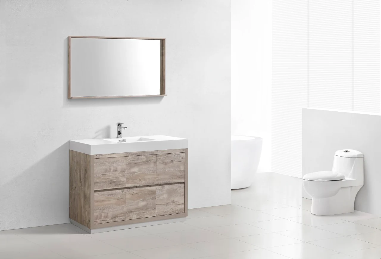 Bliss 48″ Inch Nature Wood Floor Mount Modern Bathroom Vanity - Image 3