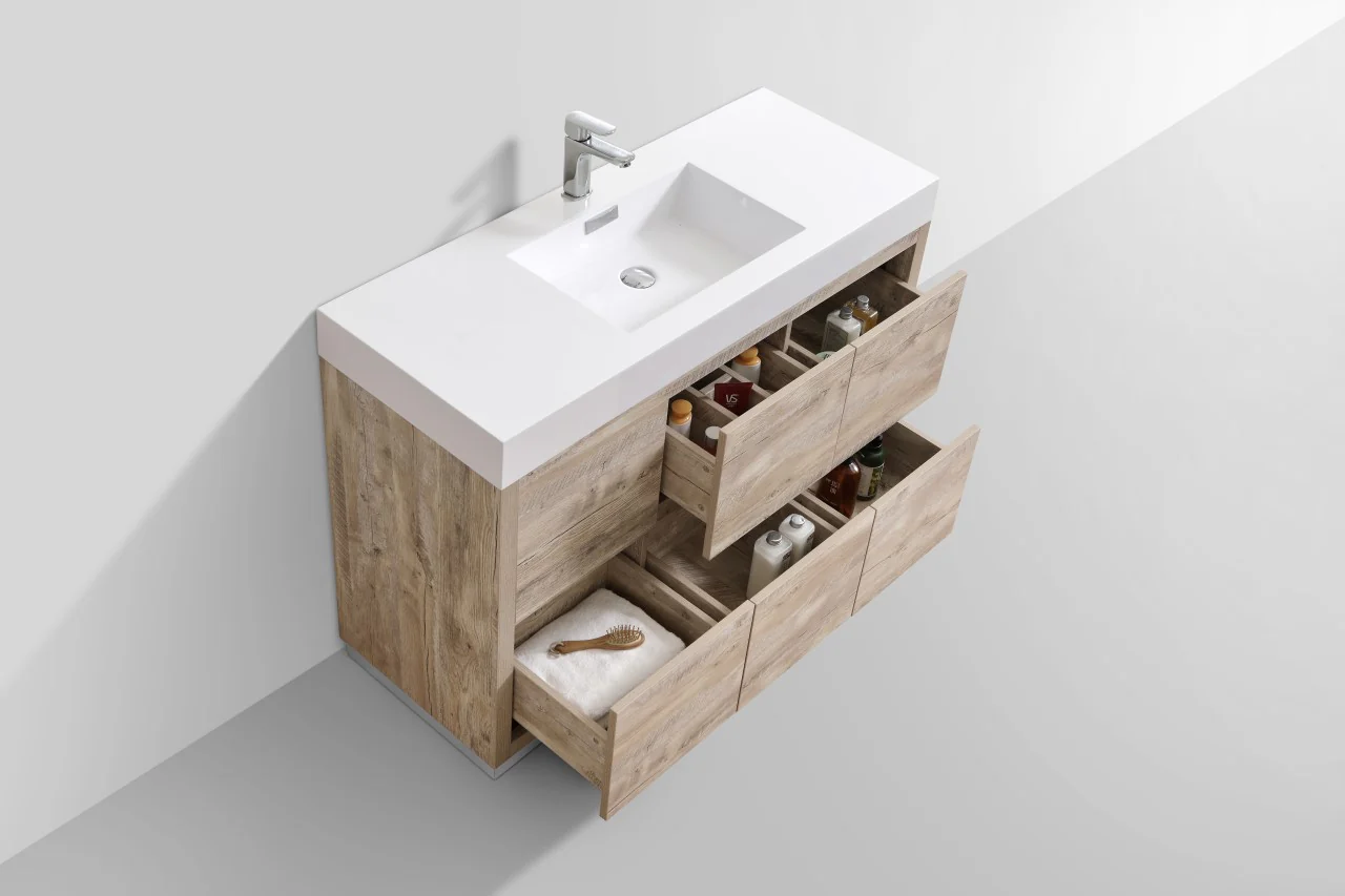 Bliss 48″ Inch Nature Wood Floor Mount Modern Bathroom Vanity - Image 5