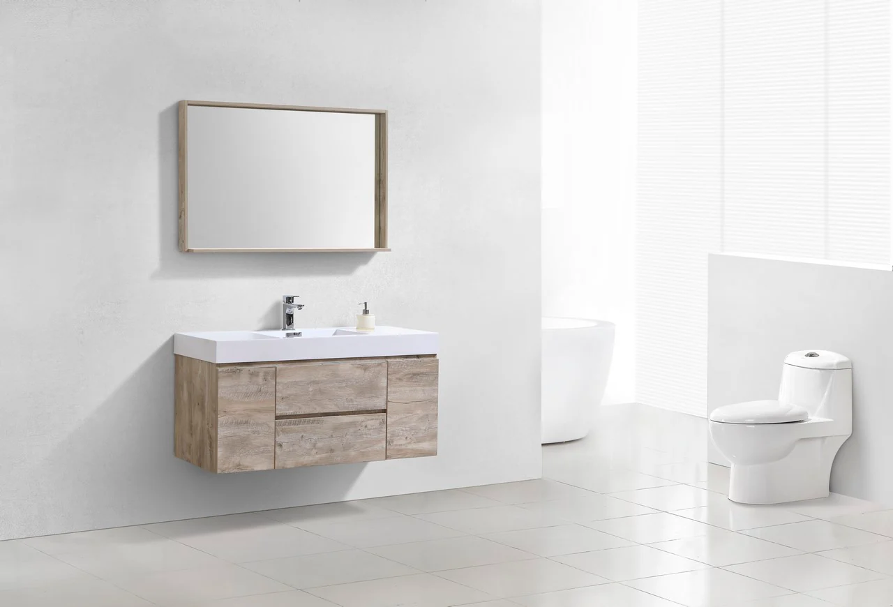 Bliss 48″ Inch Nature Wood Wall Mount Single Sink Modern Bathroom Vanity - Image 2