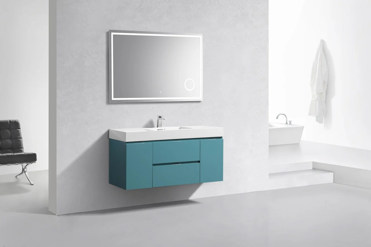 Bliss 48″ Inch Teal Green Wall Mount Single Sink Modern Bathroom Vanity - Image 2