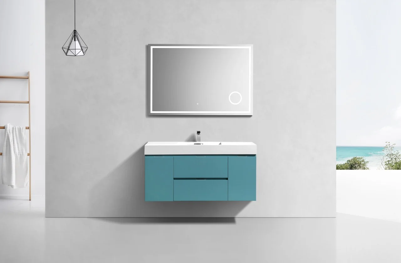 Bliss 48″ Inch Teal Green Wall Mount Single Sink Modern Bathroom Vanity - Image 3
