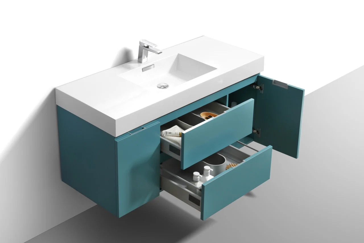 Bliss 48″ Inch Teal Green Wall Mount Single Sink Modern Bathroom Vanity - Image 4
