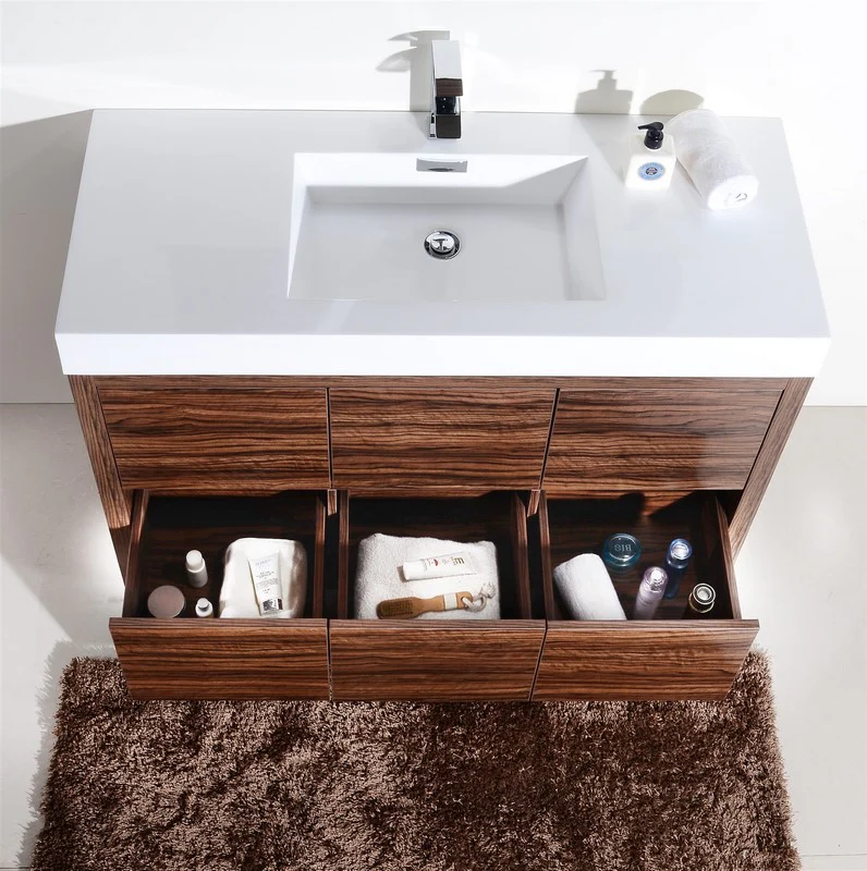 Bliss 48″ Inch Walnut Free Standing Modern Bathroom Vanity - Image 5