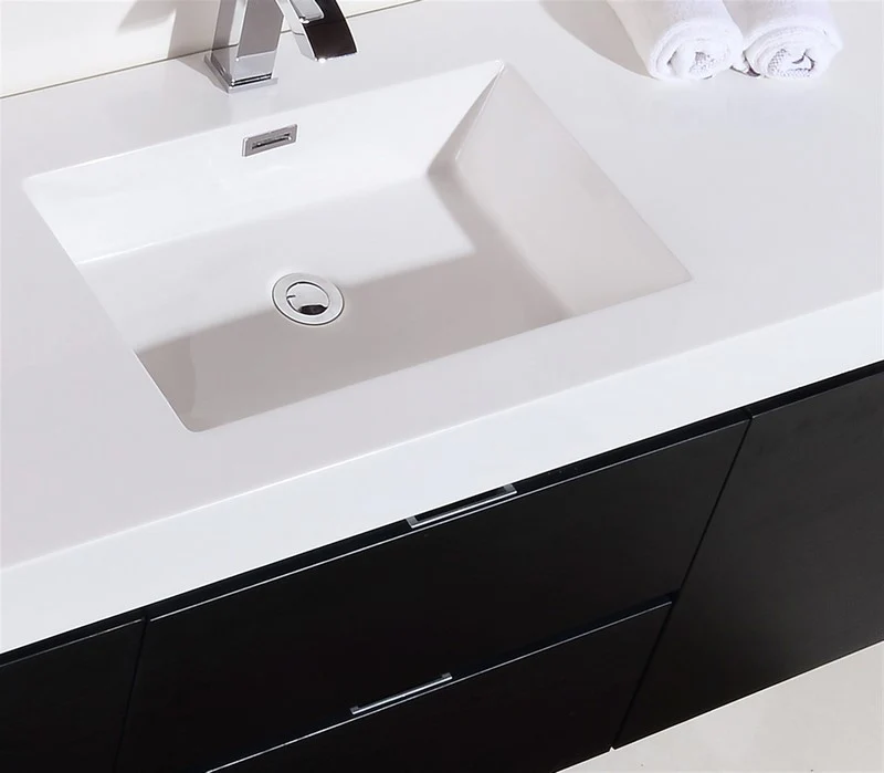 Bliss 60″ Inch Black Wall Mount Single Sink Modern Bathroom Vanity - Image 5