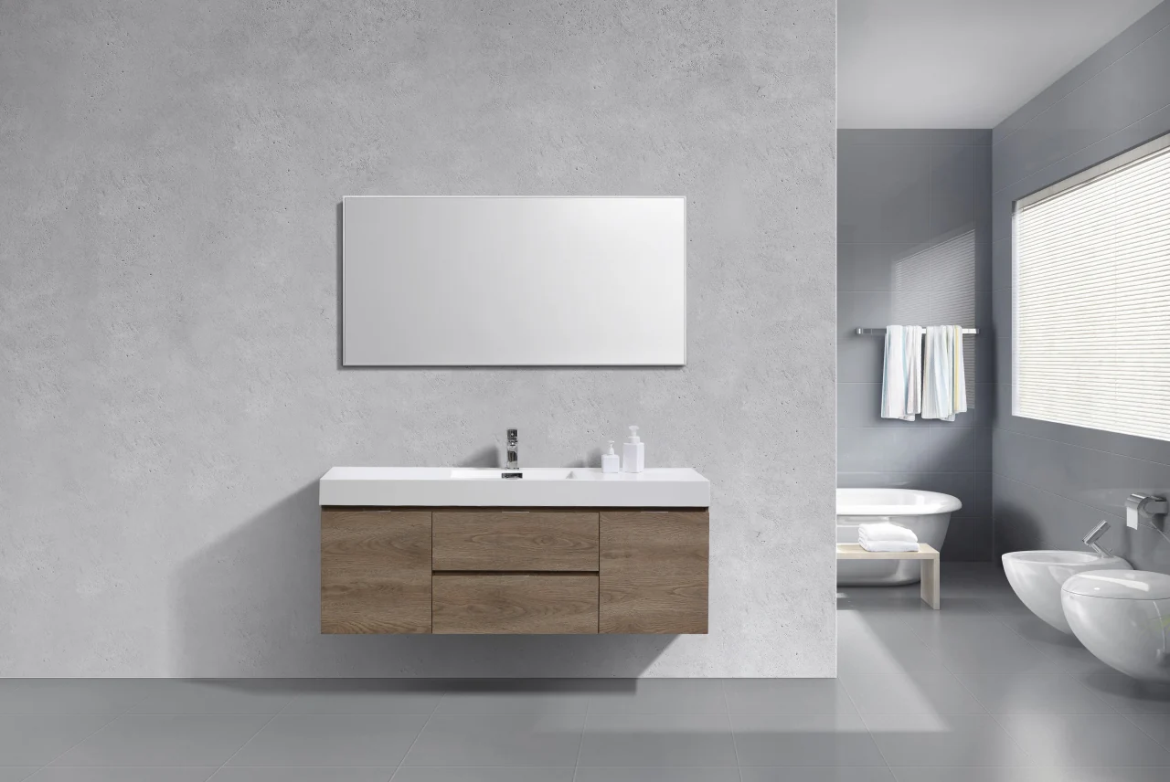 Bliss 60″ Inch Butternut Wall Mount Single Sink Modern Bathroom Vanity - Image 2