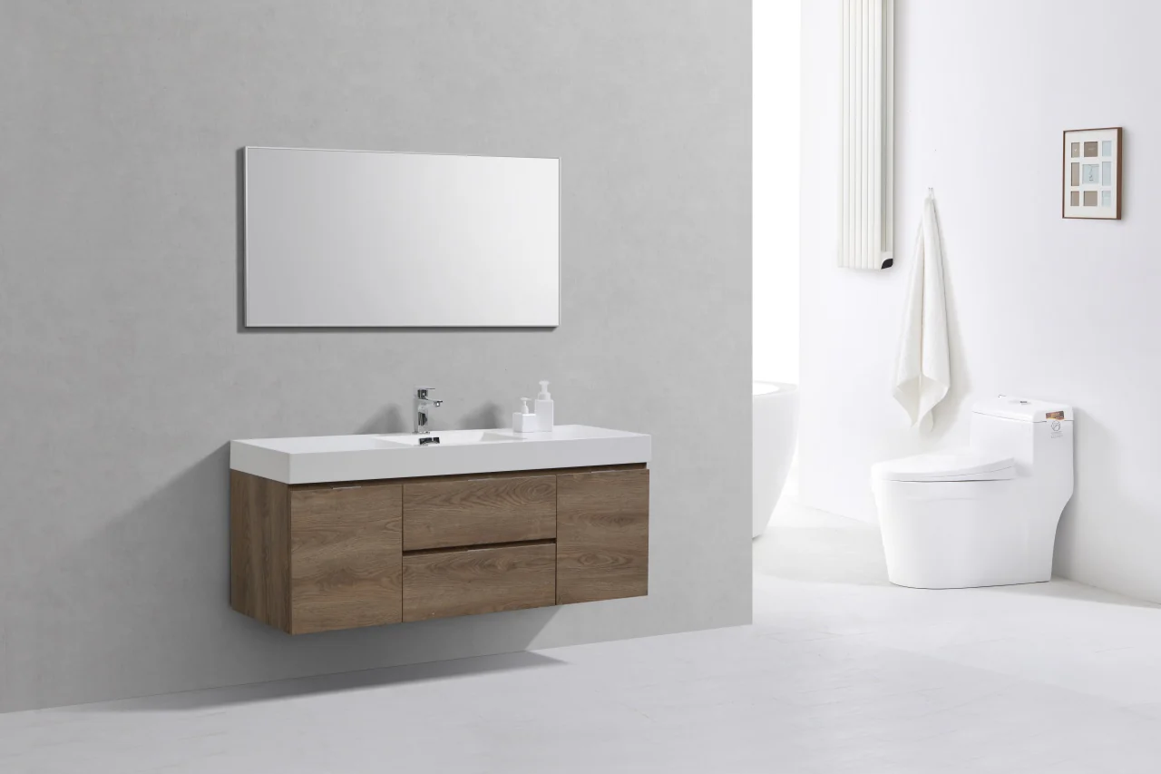 Bliss 60″ Inch Butternut Wall Mount Single Sink Modern Bathroom Vanity - Image 3