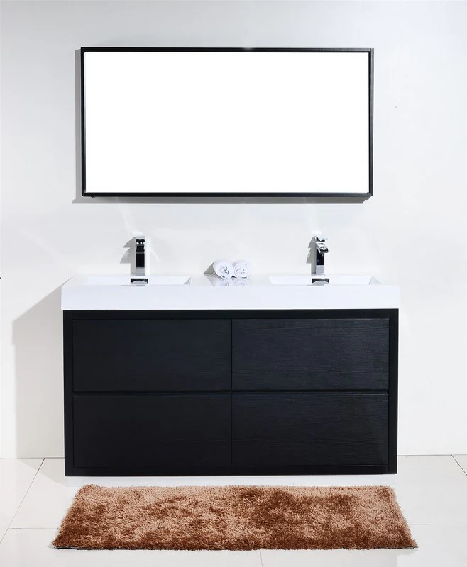 Bliss 60″ Inch Double Sink Black Free Standing Modern Bathroom Vanity - Image 3