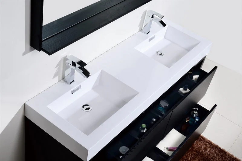 Bliss 60″ Inch Double Sink Black Free Standing Modern Bathroom Vanity - Image 5