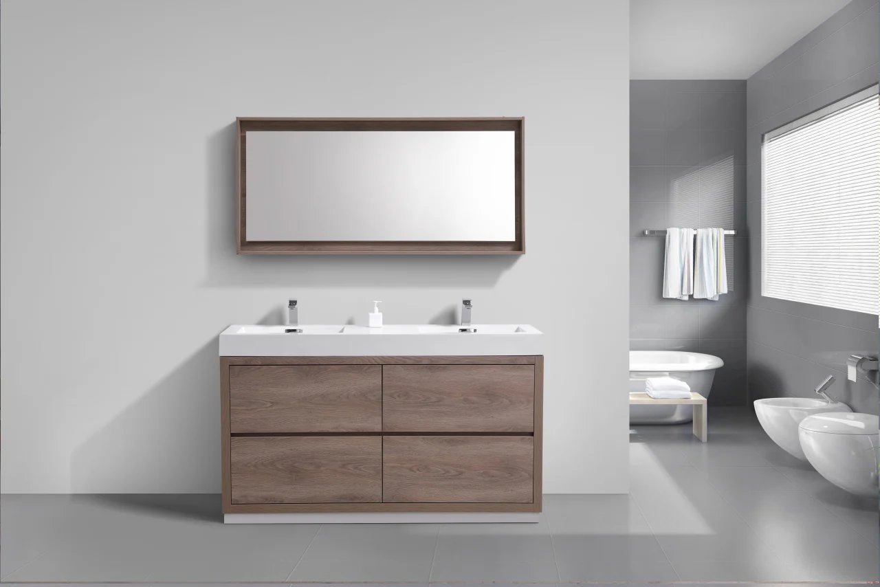Bliss 60″ Inch Double Sink Butternut Free Standing Modern Bathroom Vanity - Image 6