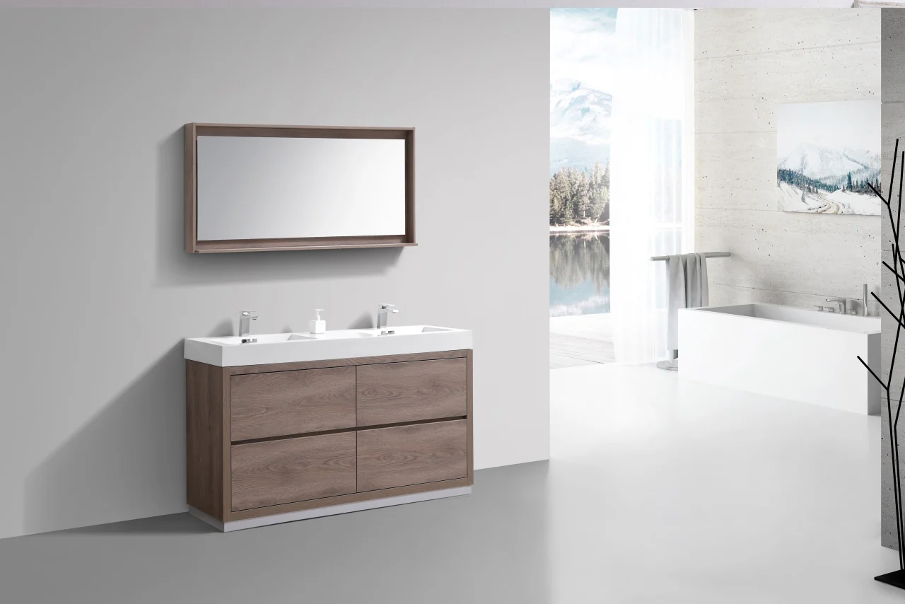 Bliss 60″ Inch Double Sink Butternut Free Standing Modern Bathroom Vanity - Image 7
