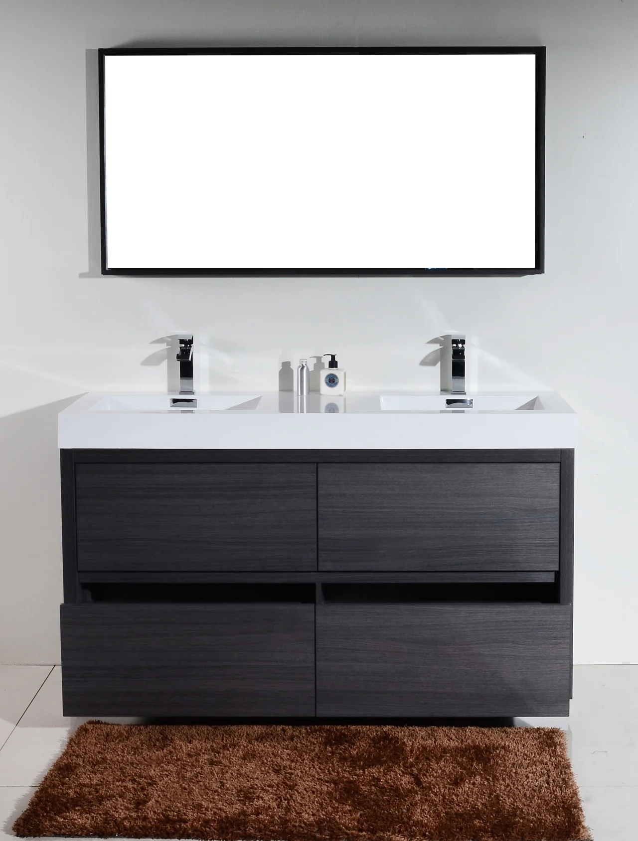 Bliss 60″ Inch Double Sink Gray Oak Free Standing Modern Bathroom Vanity - Image 2