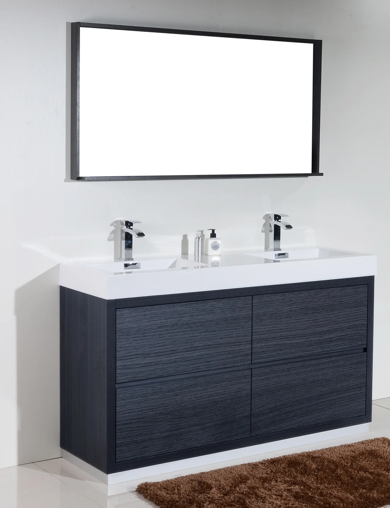 Bliss 60″ Inch Double Sink Gray Oak Free Standing Modern Bathroom Vanity - Image 3