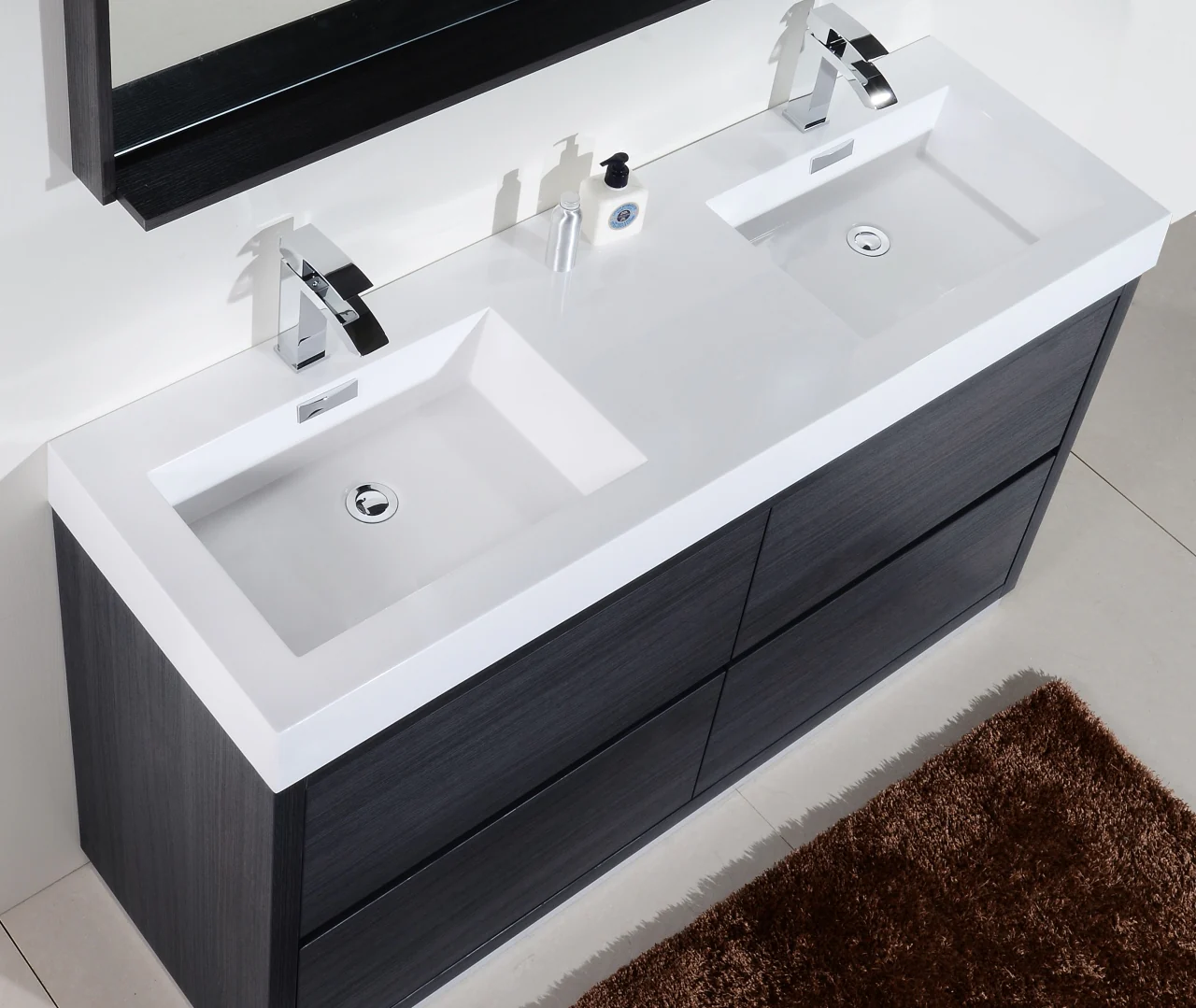 Bliss 60″ Inch Double Sink Gray Oak Free Standing Modern Bathroom Vanity - Image 5