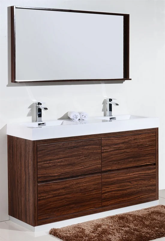 Bliss 60″ Inch Double Sink Walnut Free Standing Modern Bathroom Vanity - Image 3