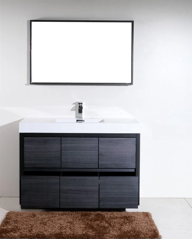 Bliss 60″ Inch Single Sink Gray Oak Free Standing Modern Bathroom Vanity - Image 3