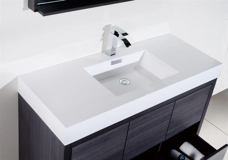 Bliss 60″ Inch Single Sink Gray Oak Free Standing Modern Bathroom Vanity - Image 4