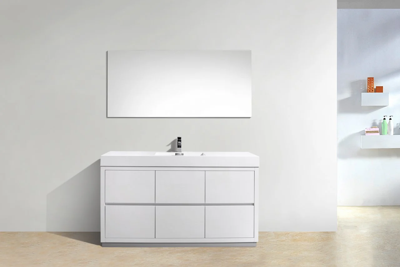 Bliss 60″ Inch Single Sink High Gloss White Free Standing Modern Bathroom Vanity( ETA - JUNE ) - Image 3