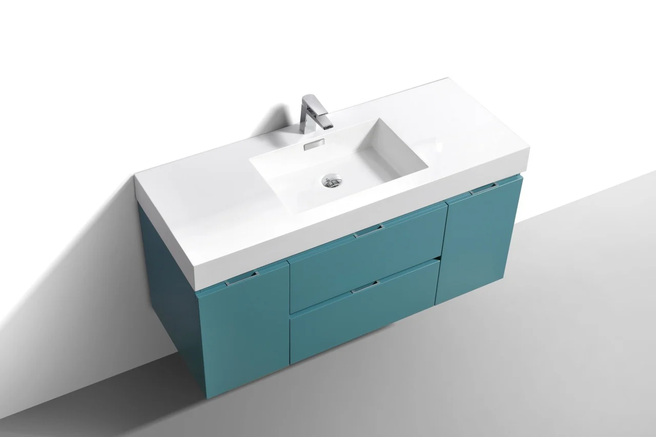 Bliss 60″ Inch Teal Green Wall Mount Single Sink Modern Bathroom Vanity - Image 4