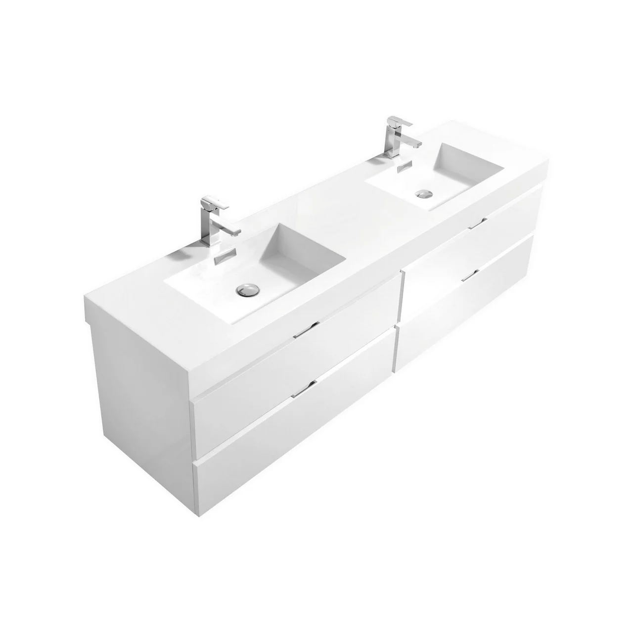 Bliss 72″ Inch High Gloss White Wall Mount Single Sink Modern Bathroom Vanity