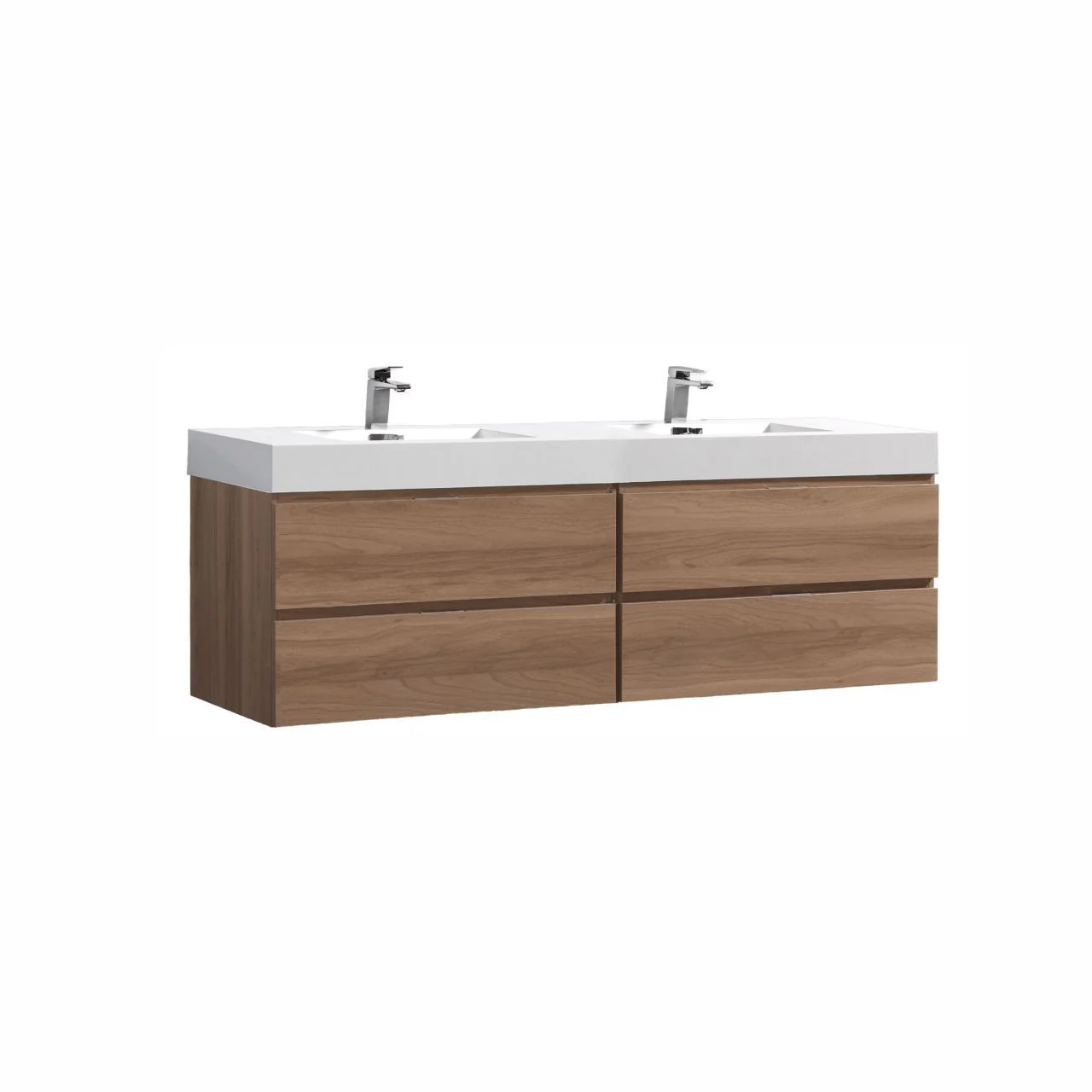 Bliss 72″ Inch Honey Oak Wall Mount Double Sink Modern Bathroom Vanity( ETA - JUNE )