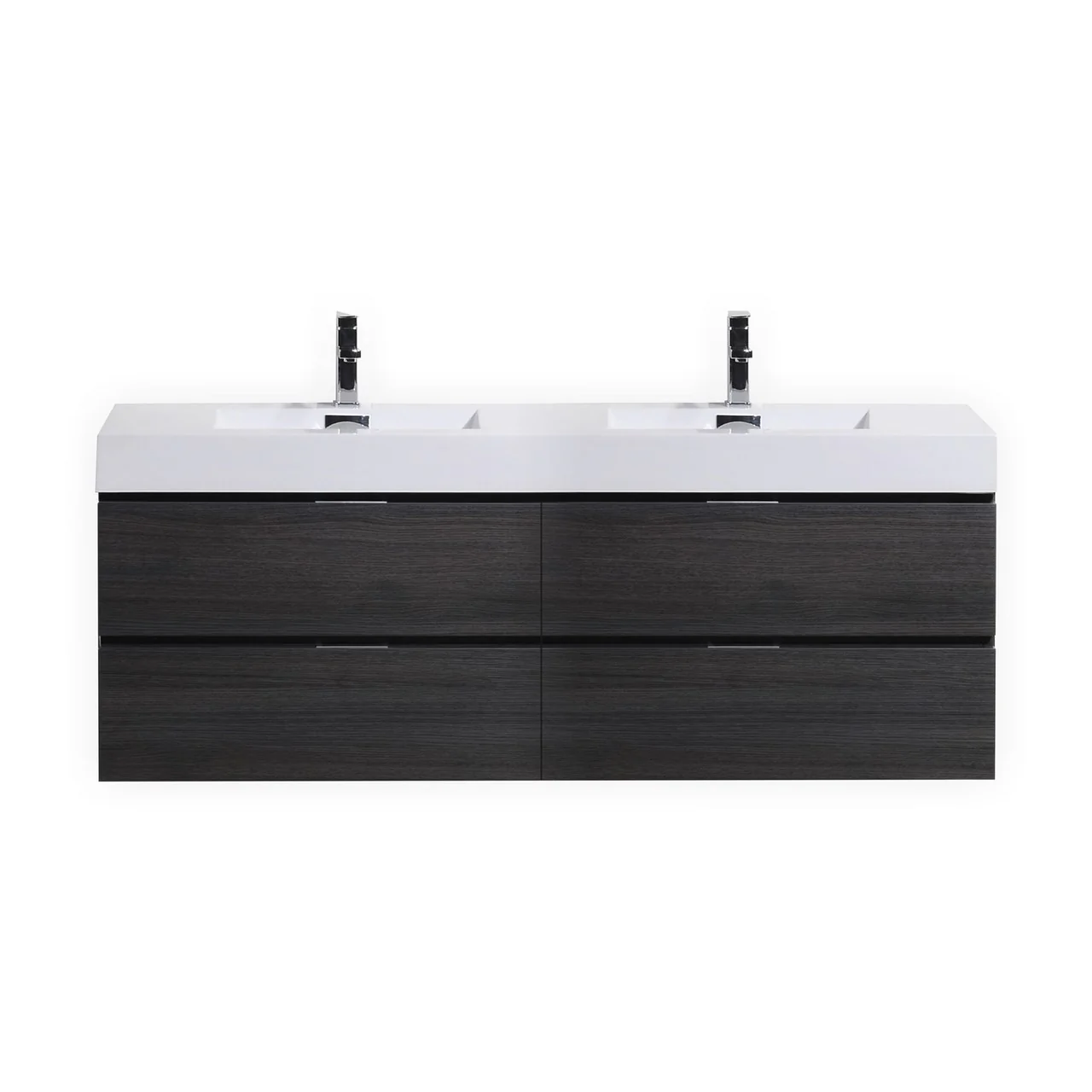 Bliss 80″ Inch Gray Oak Wall Mount Double Sink Modern Bathroom Vanity