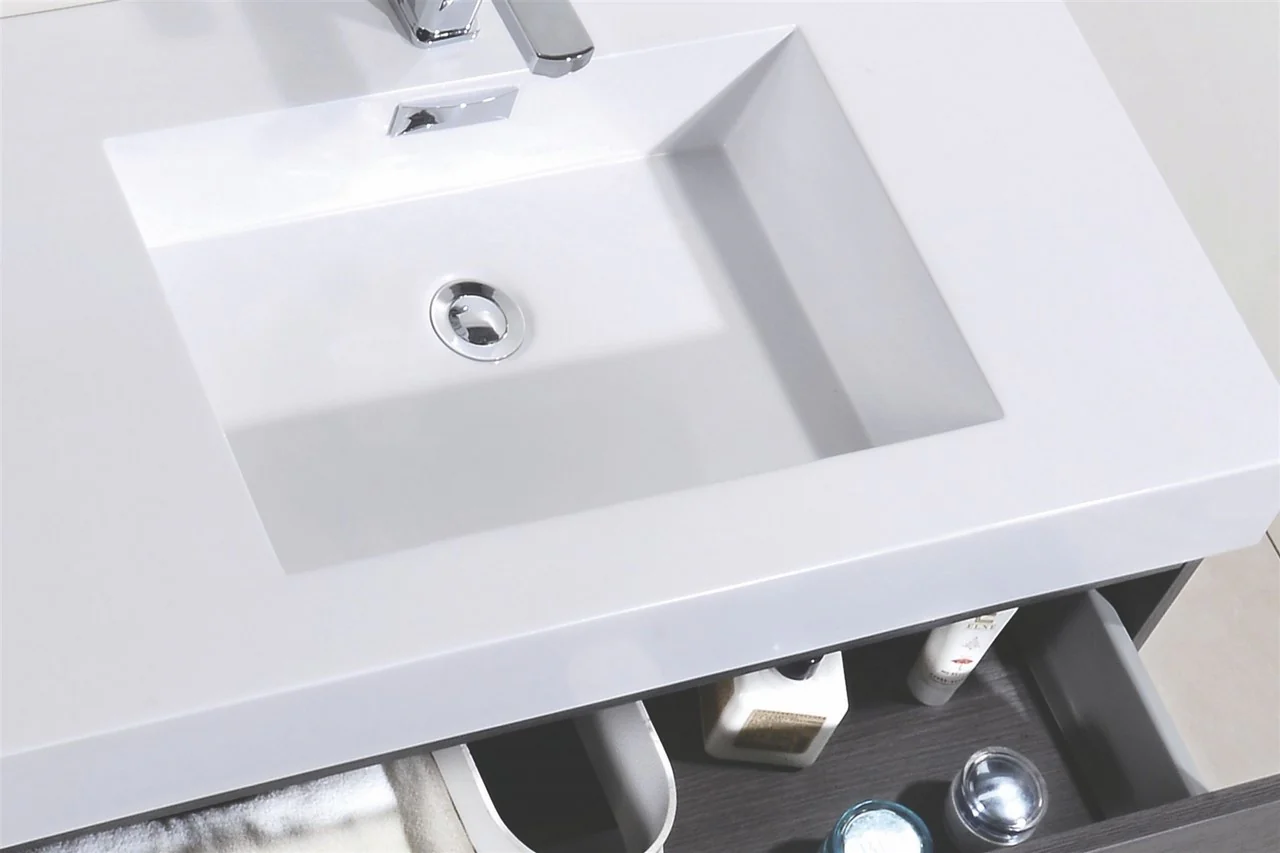 Bliss 80″ Inch Gray Oak Wall Mount Double Sink Modern Bathroom Vanity - Image 4