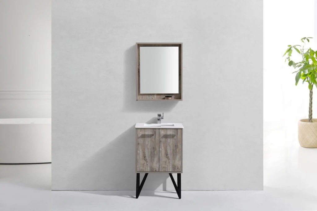 Bosco 24″ Inch Nature Wood Modern Bathroom Vanity W/ White Countertop - Image 3