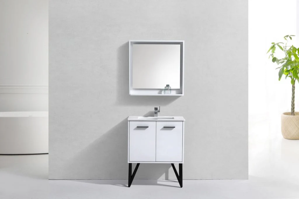 Bosco 30″ Inch High Gloss White Modern Bathroom Vanity W/ White Countertop - Image 3