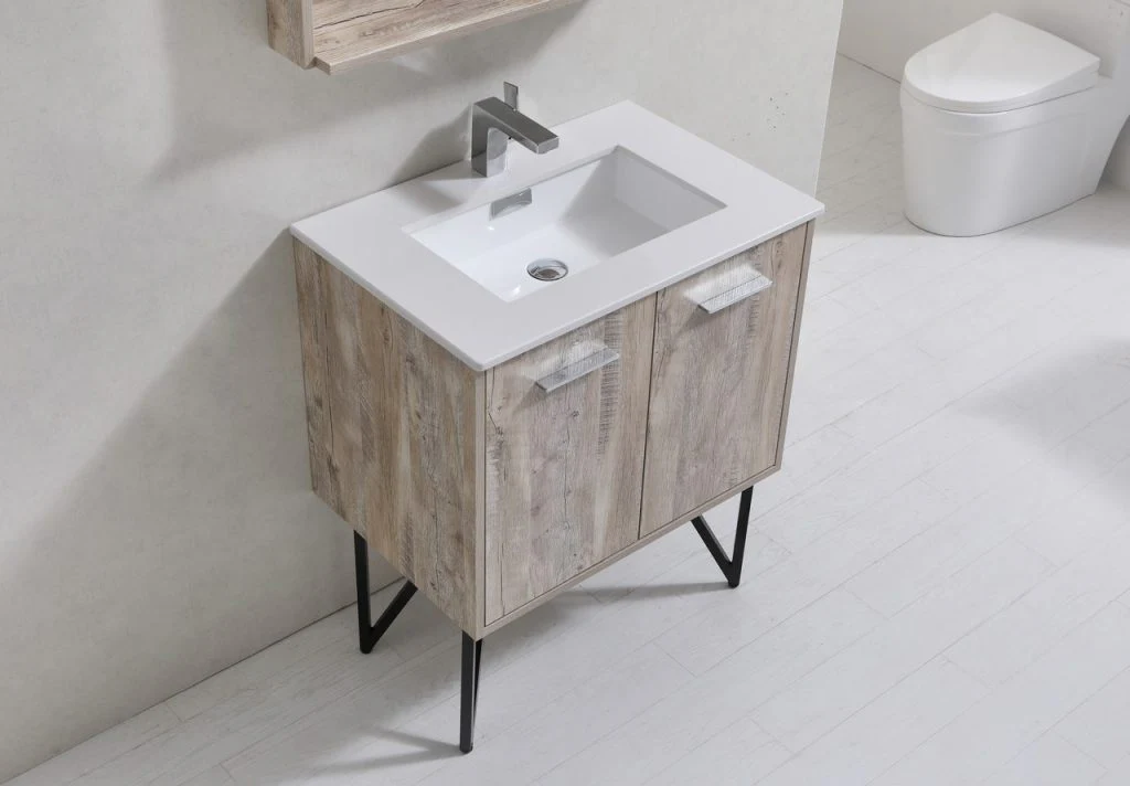 Bosco 30″ Inch Single Sink Modern Bathroom Vanity W/ Cream Countertop - Image 4