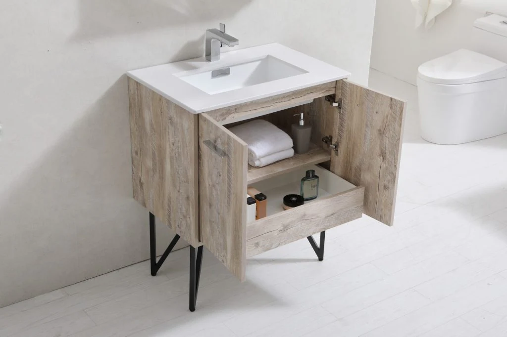 Bosco 30″ Inch Single Sink Modern Bathroom Vanity W/ Cream Countertop - Image 5