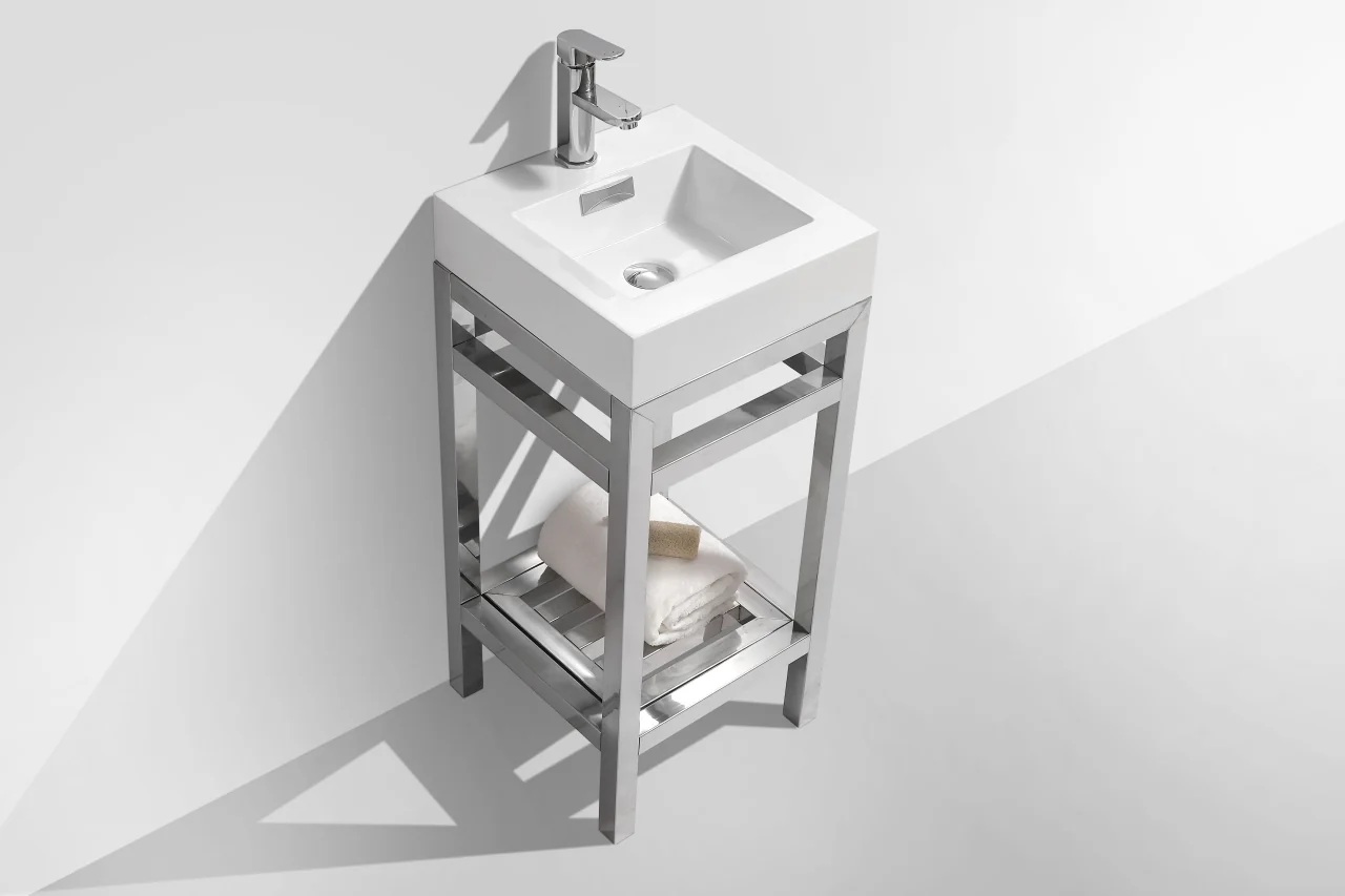 Cisco 16″ Inch Stainless Steel Console W/ White Acrylic Sink – Chrome - Image 3