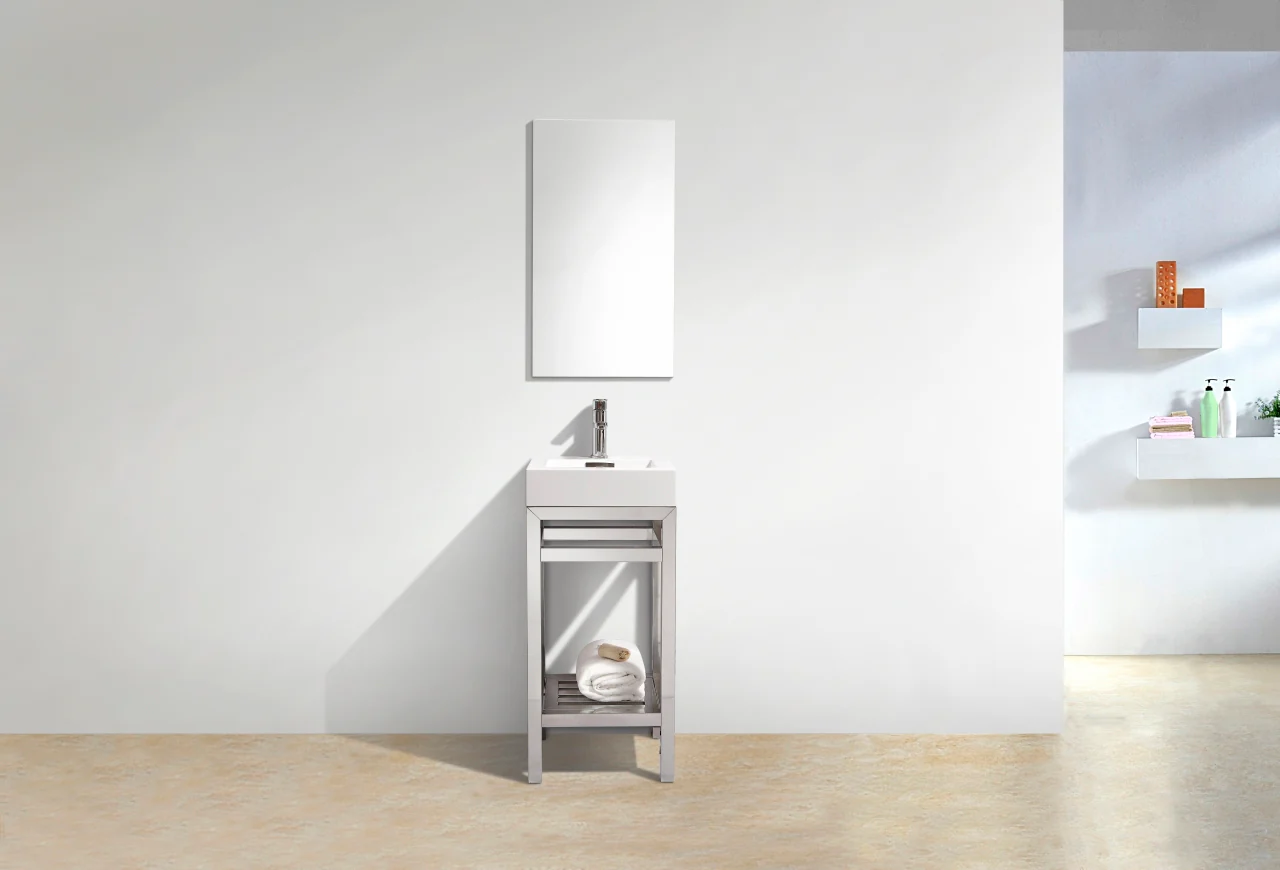 Cisco 16″ Inch Stainless Steel Console W/ White Acrylic Sink – Chrome - Image 4