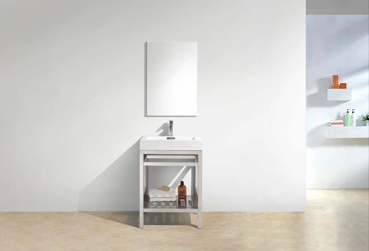 Cisco 24″ Inch Stainless Steel Console W/ White Acrylic Sink – Chrome - Image 4