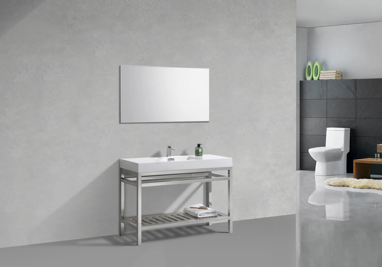 Cisco 48″ Inch Stainless Steel Console W/ White Acrylic Sink – Chrome - Image 3