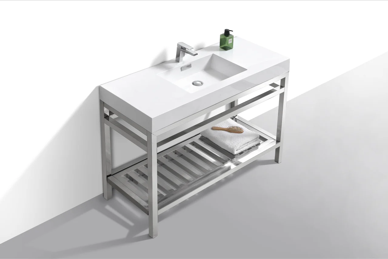 Cisco 48″ Inch Stainless Steel Console W/ White Acrylic Sink – Chrome - Image 4