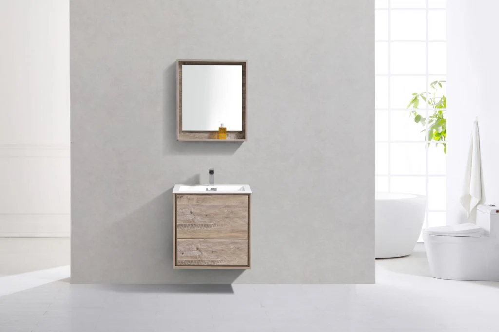 24″ Inch De Lusso Nature Wood Wall Mount Modern Bathroom Vanity - Image 3