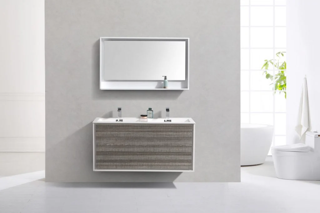 De Lusso 48″ Inch Double Sink Ash Gray Wall Mount Modern Bathroom Vanity - Image 3