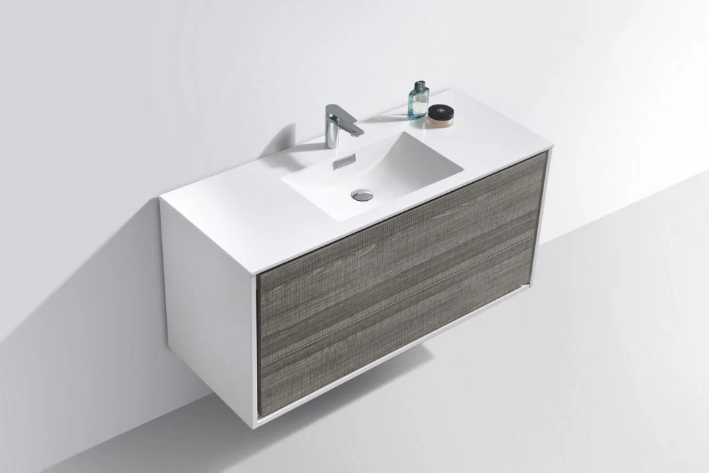 De Lusso 48″ Inch Single Sink Ash Gray Wall Mount Modern Bathroom Vanity - Image 4
