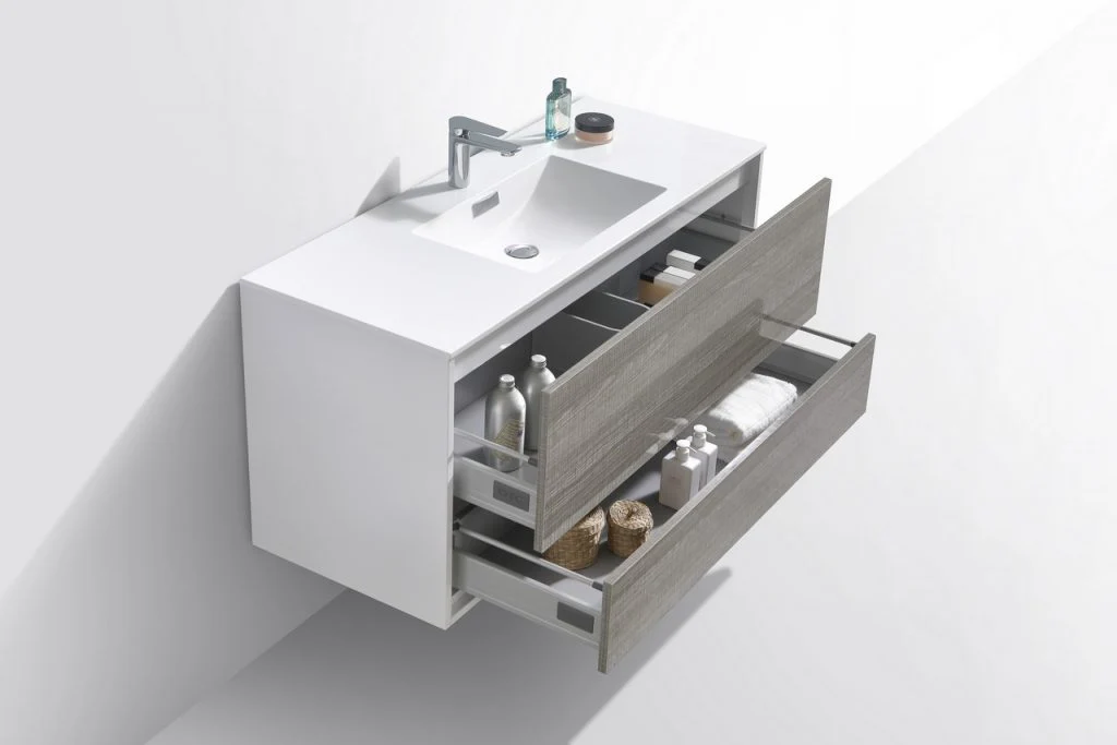 De Lusso 48″ Inch Single Sink Ash Gray Wall Mount Modern Bathroom Vanity - Image 5