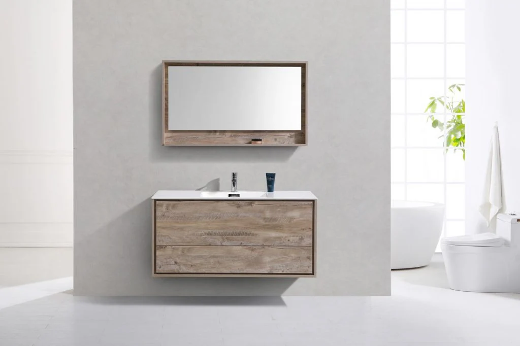 De Lusso 48″ Inch Single Sink Nature Wood Wall Mount Modern Bathroom Vanity - Image 3