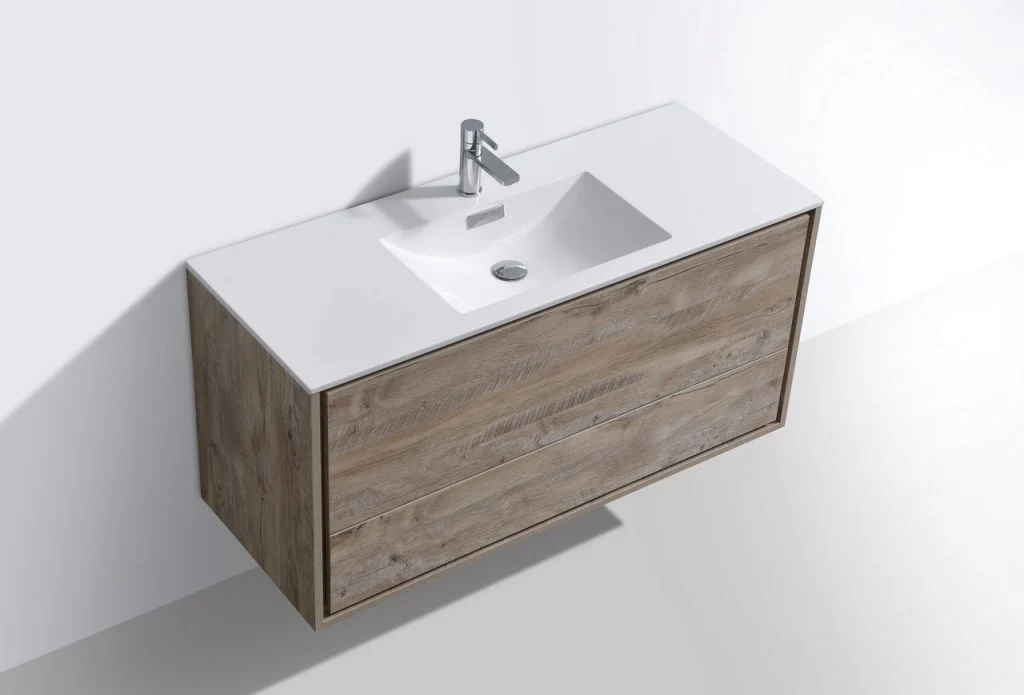 De Lusso 48″ Inch Single Sink Nature Wood Wall Mount Modern Bathroom Vanity - Image 4