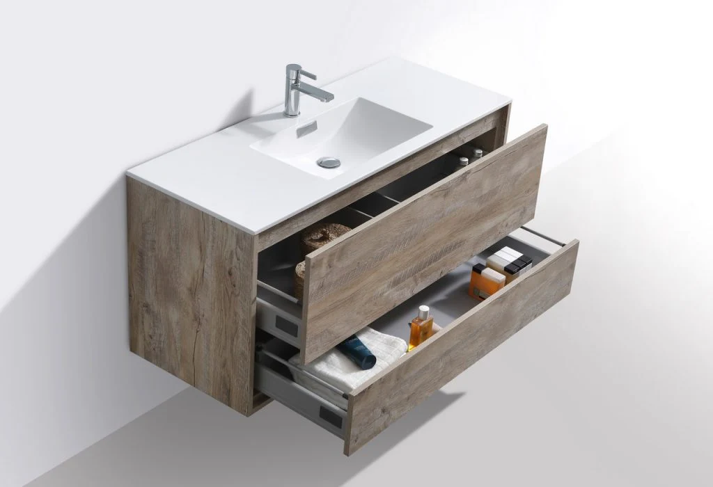 De Lusso 48″ Inch Single Sink Nature Wood Wall Mount Modern Bathroom Vanity - Image 5
