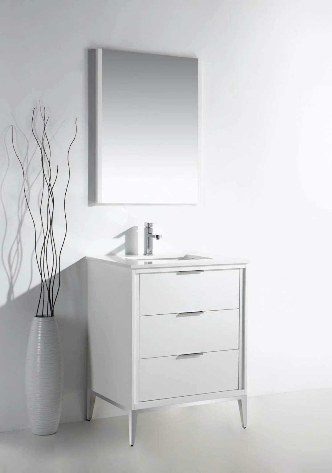 Divani 24″ Inch Gloss White Vanity W/ Quartz Counter Top - Image 6