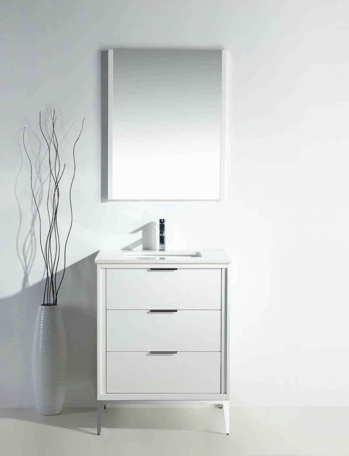 Divani 24″ Inch Gloss White Vanity W/ Quartz Counter Top - Image 7