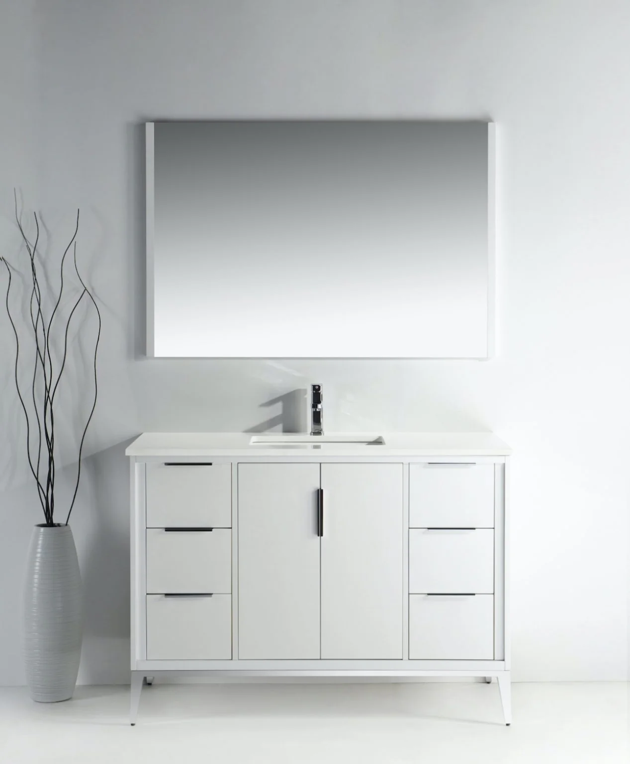 Divani 48″ Inch Gloss White Vanity W/ Quartz Counter Top - Image 3