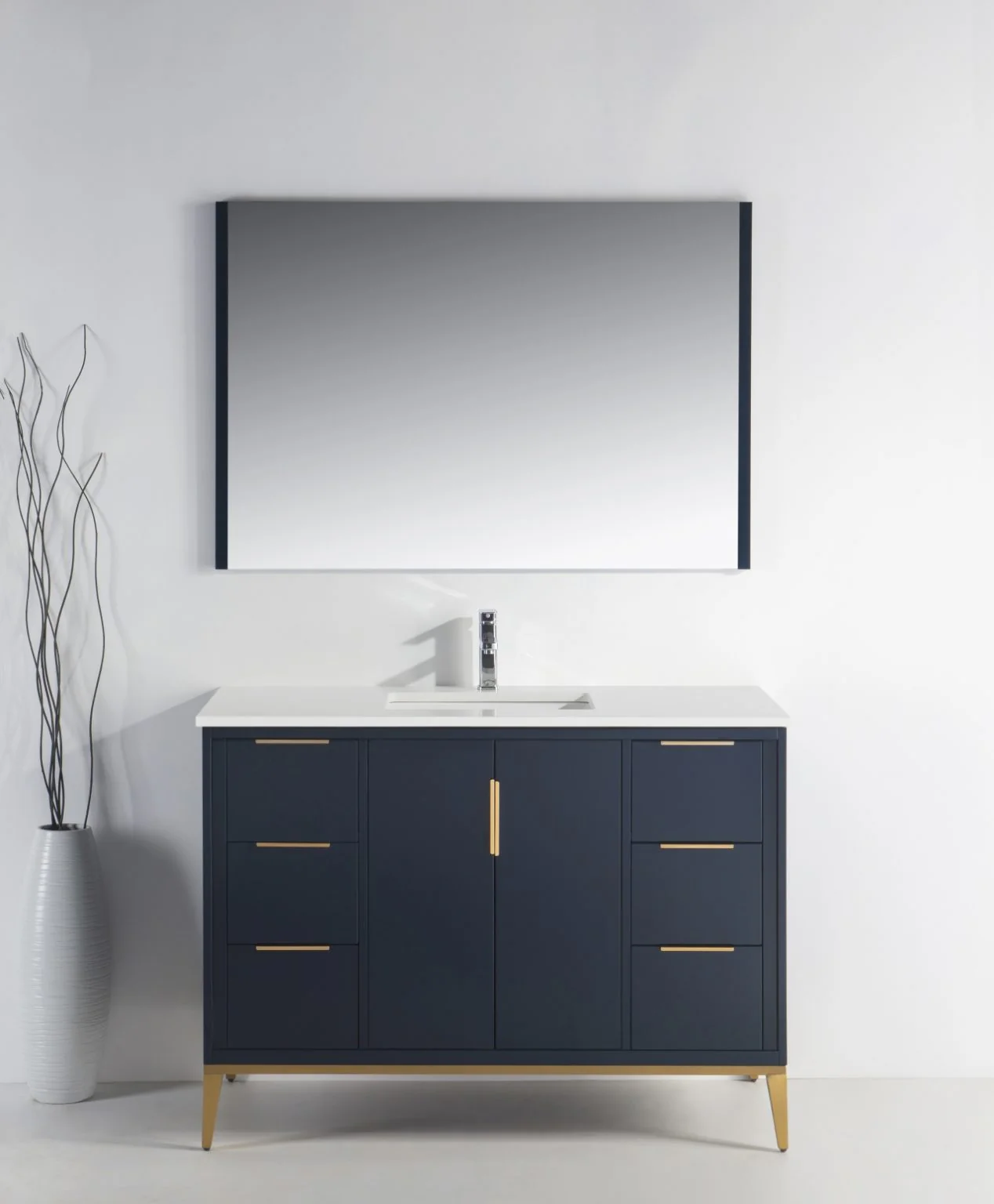 Divani 48″ Inch Navy Blue Vanity W/ Quartz Counter Top - Image 3