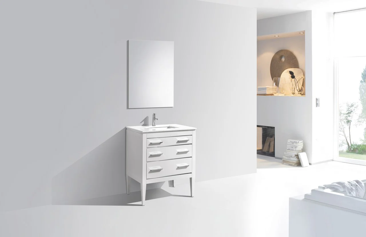 Eiffel 30” Inch High Gloss White Vanity W/ White Countertop( ETA - JUNE) - Image 6