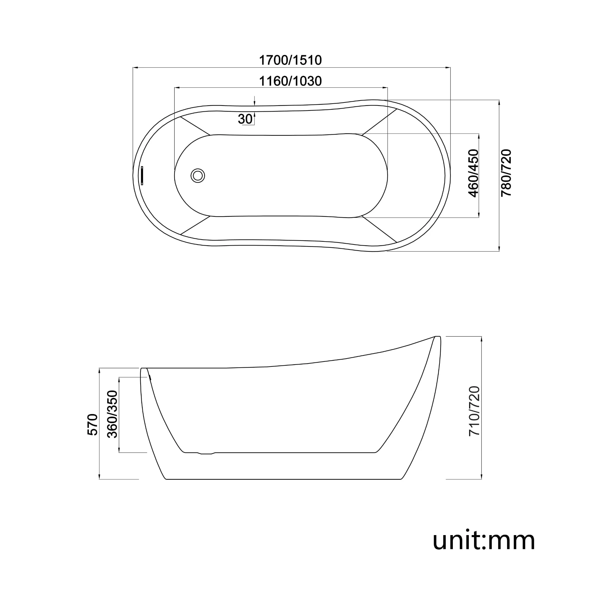 F&D RL-MF-1216 Free Standing Bath Tub 67" Inches - Image 8