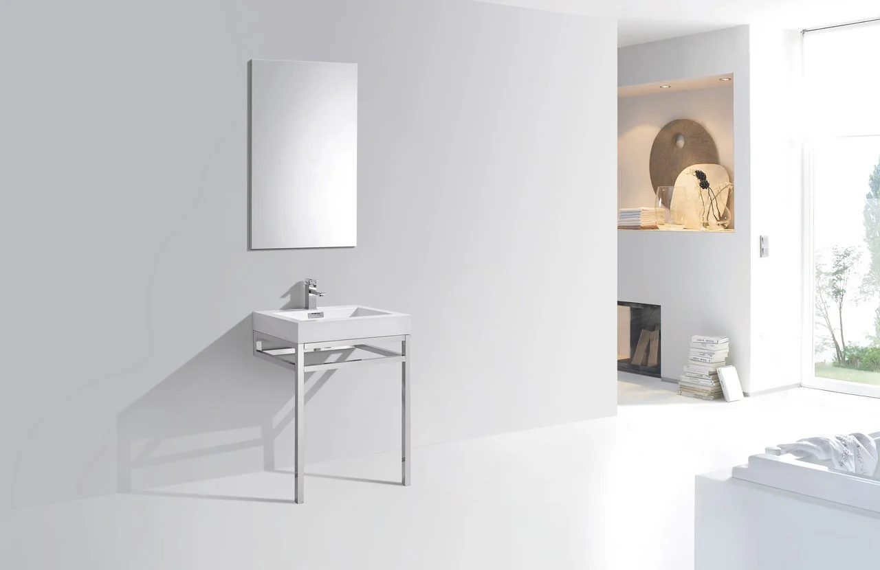 Haus 24″ Inch Stainless Steel Console W/ White Acrylic Sink – Chrome - Image 2